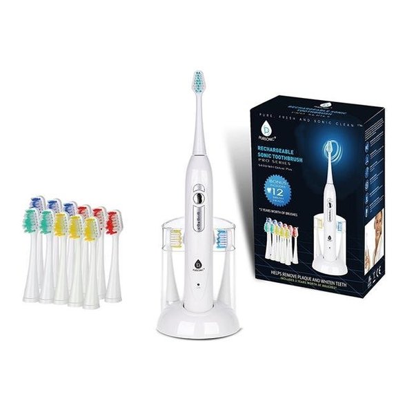 Quick Shave Rechargeable Electric Sonic Toothbrush with 40000 Strokes Per Minute; White QU875096
